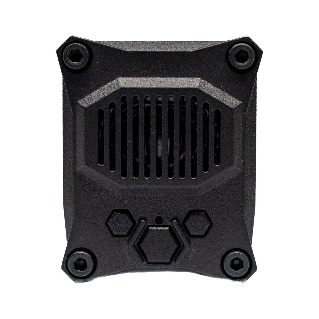 Front detail of the Talking Timer speaker grille and three control buttons.